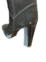 Load image into Gallery viewer, Stuart Weitzman Mid Calf Square Toe Black Platform Suede Boots. 7.5
