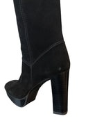 Load image into Gallery viewer, Stuart Weitzman Mid Calf Square Toe Black Platform Suede Boots. 7.5
