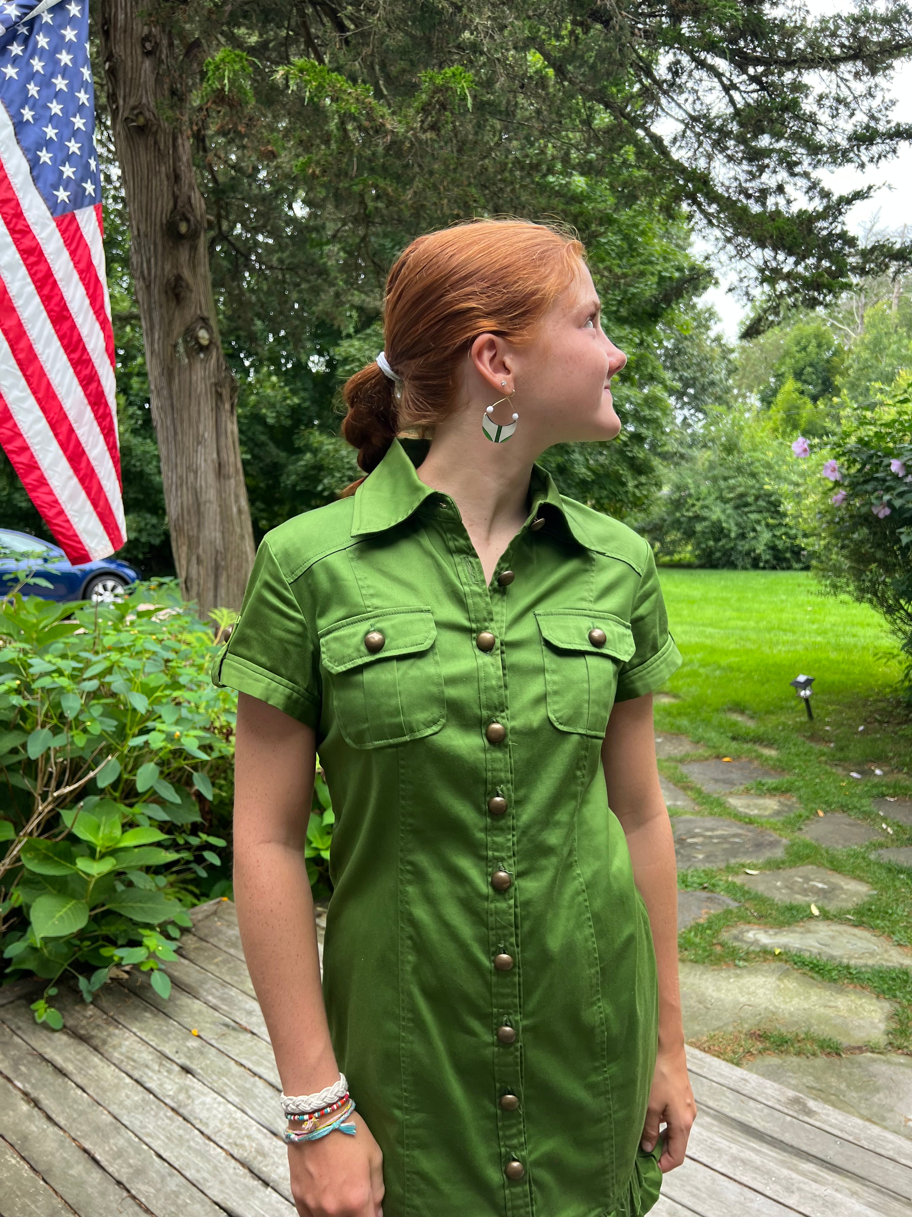 Kensie Green Button Up Dress, S Second Serve Resale Kensie Green Button Up Dress, S Second Serve Resale