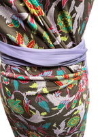 Load image into Gallery viewer, Diane Von Furstenberg Silk Pattern Purple and Brown Cap Sleeve Dress, 4
