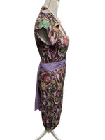 Load image into Gallery viewer, Diane Von Furstenberg Silk Pattern Purple and Brown Cap Sleeve Dress, 4
