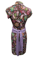Load image into Gallery viewer, Diane Von Furstenberg Silk Pattern Purple and Brown Cap Sleeve Dress, 4
