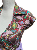 Load image into Gallery viewer, Diane Von Furstenberg Silk Pattern Purple and Brown Cap Sleeve Dress, 4
