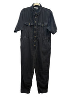 Load image into Gallery viewer, Denim &amp; Co. Black Cotton Jumpsuit, 12
