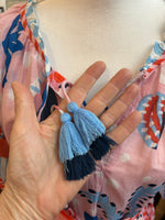 Load image into Gallery viewer, PrintFresh Seahorse Haven Dockside Dinner Dress with Tassels, XS
