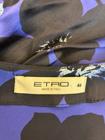 Load image into Gallery viewer, Etro Purple and Black Silk Ruched Floral Dress, S/M
