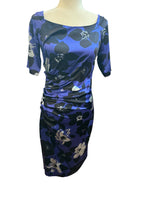 Load image into Gallery viewer, Etro Purple and Black Silk Ruched Floral Dress, S/M

