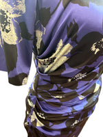 Load image into Gallery viewer, Etro Purple and Black Silk Ruched Floral Dress, S/M
