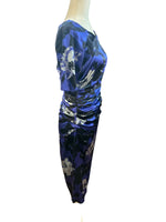 Load image into Gallery viewer, Etro Purple and Black Silk Ruched Floral Dress, S/M
