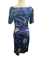 Load image into Gallery viewer, Etro Purple and Black Silk Ruched Floral Dress, S/M
