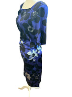 Load image into Gallery viewer, Etro Purple and Black Silk Ruched Floral Dress, S/M
