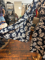 Load image into Gallery viewer, Handmade Navy and White Floral Wrap Dress with Bell Sleeves, S/M

