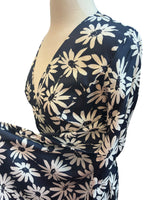 Load image into Gallery viewer, Handmade Navy and White Floral Wrap Dress with Bell Sleeves, S/M
