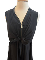 Load image into Gallery viewer, Allsaints Jayda Black Front Zip Cross Front Dress, L
