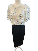 Load image into Gallery viewer, St. John Paillette Hand Beaded Black and White Short Sleee Dress, 4
