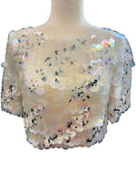 Load image into Gallery viewer, St. John Paillette Hand Beaded Black and White Short Sleee Dress, 4
