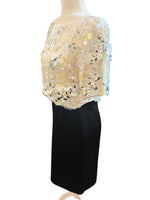 Load image into Gallery viewer, St. John Paillette Hand Beaded Black and White Short Sleee Dress, 4
