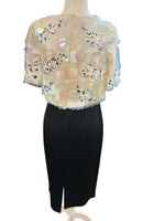 Load image into Gallery viewer, St. John Paillette Hand Beaded Black and White Short Sleee Dress, 4
