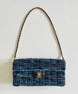 Chanel Vintage CC Turn Lock Classic Flap Chain Authenticated Shoulder Bag, Blue