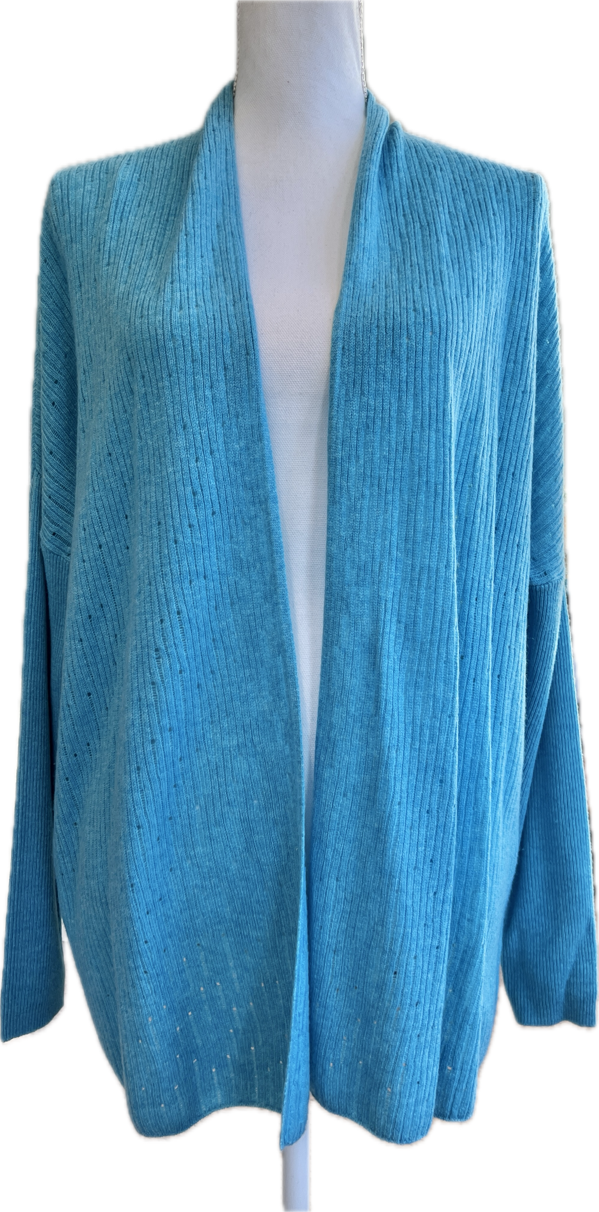 Kinross Cashmere Aqua Blue Cardigan, M