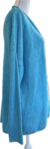 Kinross Cashmere Aqua Blue Cardigan, M