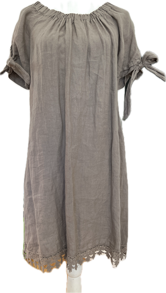 Lungo L'Arno Mushroom Linen Dress, M Lungo L'Arno Mushroom Linen Dress, M