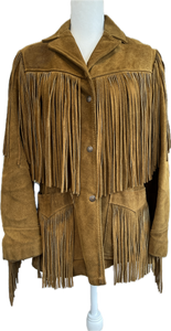 Vintage Schott Rancher Brown Fringe Suede Leather Coat, 12