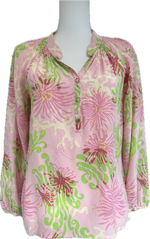 Load image into Gallery viewer, Lilly Pulitzer Pink Print Silk Top, 2
