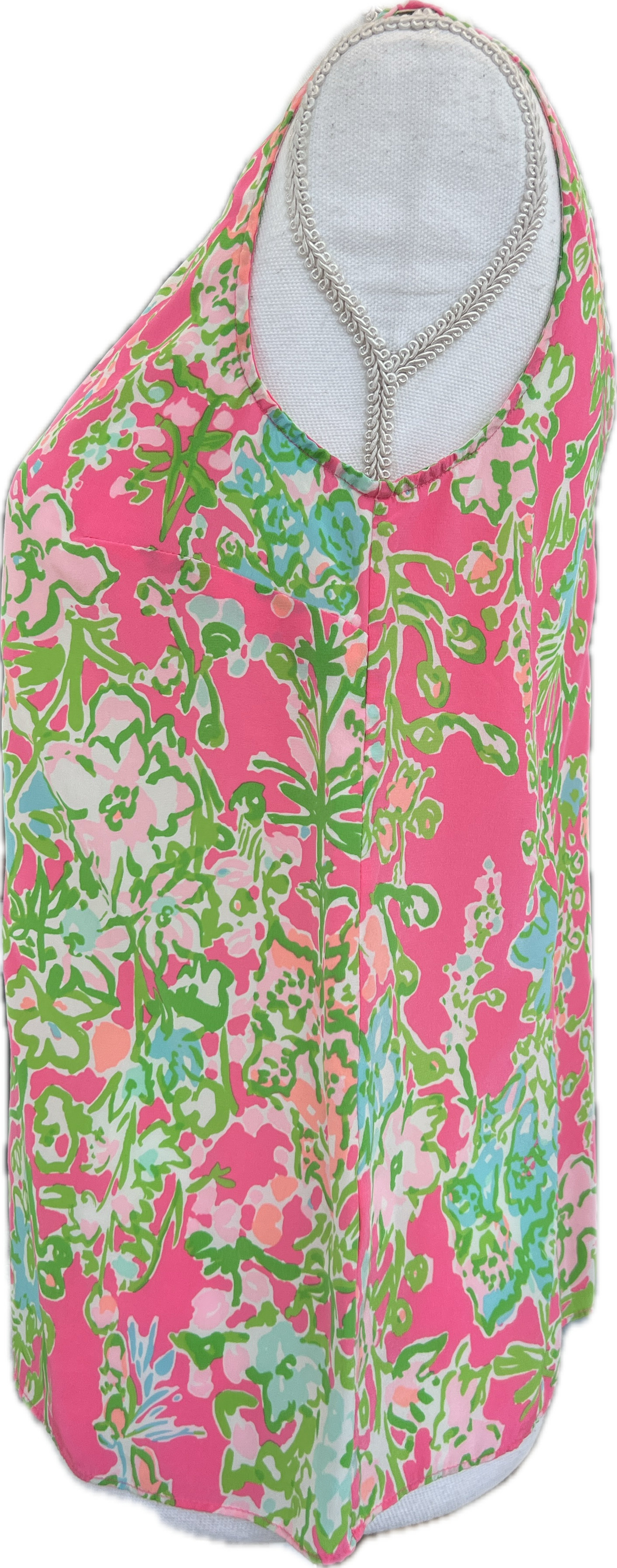 Lilly Pulitzer Southern Charm Pink Green Silk Cipriani Tank Top, XS