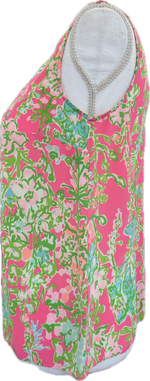 Load image into Gallery viewer, Lilly Pulitzer Southern Charm Pink Green Silk Cipriani Tank Top, XS
