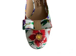 Load image into Gallery viewer, Floral Ferragamo Patent Leather Bow Low Heel Ballerina Shoes, 9.5B
