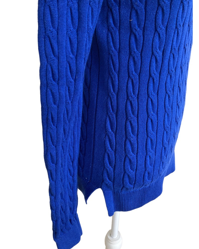 Lacoste Royal Blue Cable Knit Sweater, S