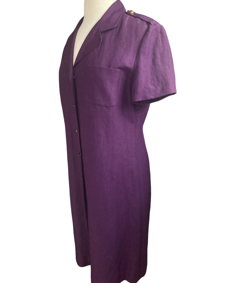 Evan Picone Vintage Purple Linen Blend Dress, 12