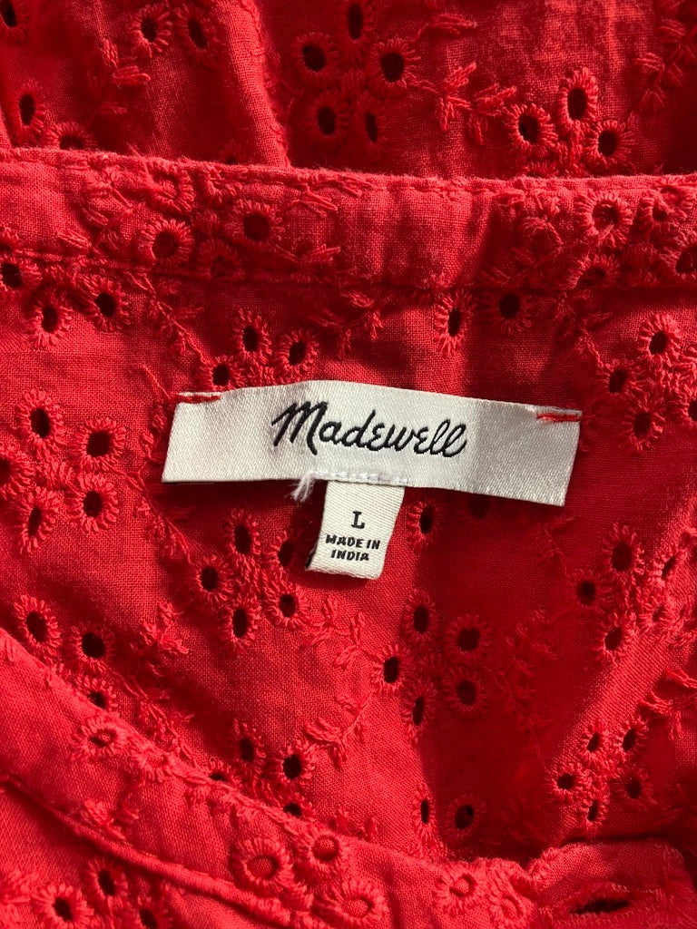 Madewell Red Eyelet Top, L