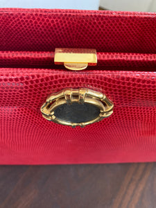 Martin Van Schaak Red Lizard Handbag with Coin Purse