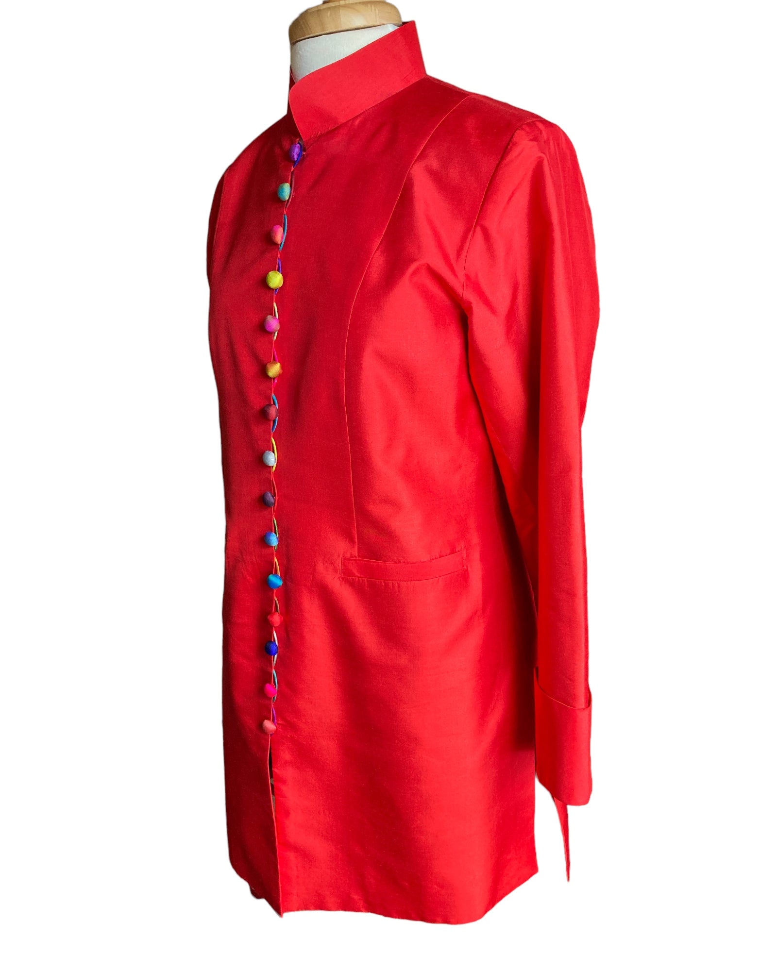 Richard K Tsao Red Silk Jacket, L