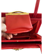 Load image into Gallery viewer, Martin Van Schaak Red Lizard Handbag with Coin Purse
