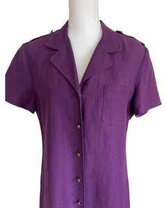evan picone purple dress Evan-Picone Elegant Purple Women's Shirred Waistline V-Neck Dress Size 2P