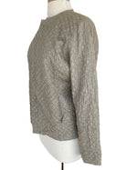 Load image into Gallery viewer, Eileen Fisher Textured Taupe Silk Cardigan with Magnetic Closure, M
