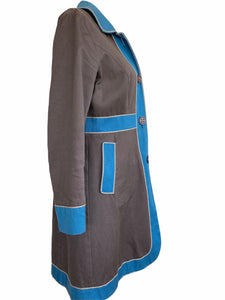 Boden Brown and Blue Colorblock Coat, 10
