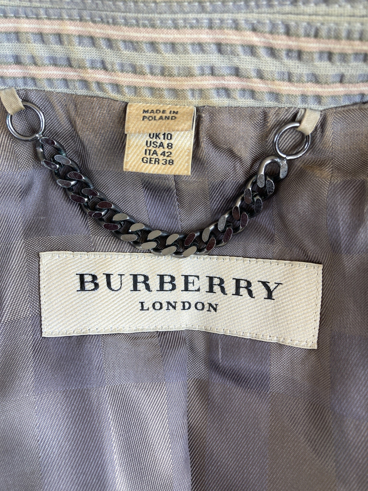 Burberry Grey Seersucker Blazer, 10