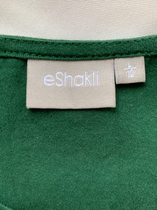 EShakti Short Sleeve Fit and Flare Green Dress, 12