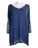 Load image into Gallery viewer, Johnny Was Navy Embroidered Tunic, S
