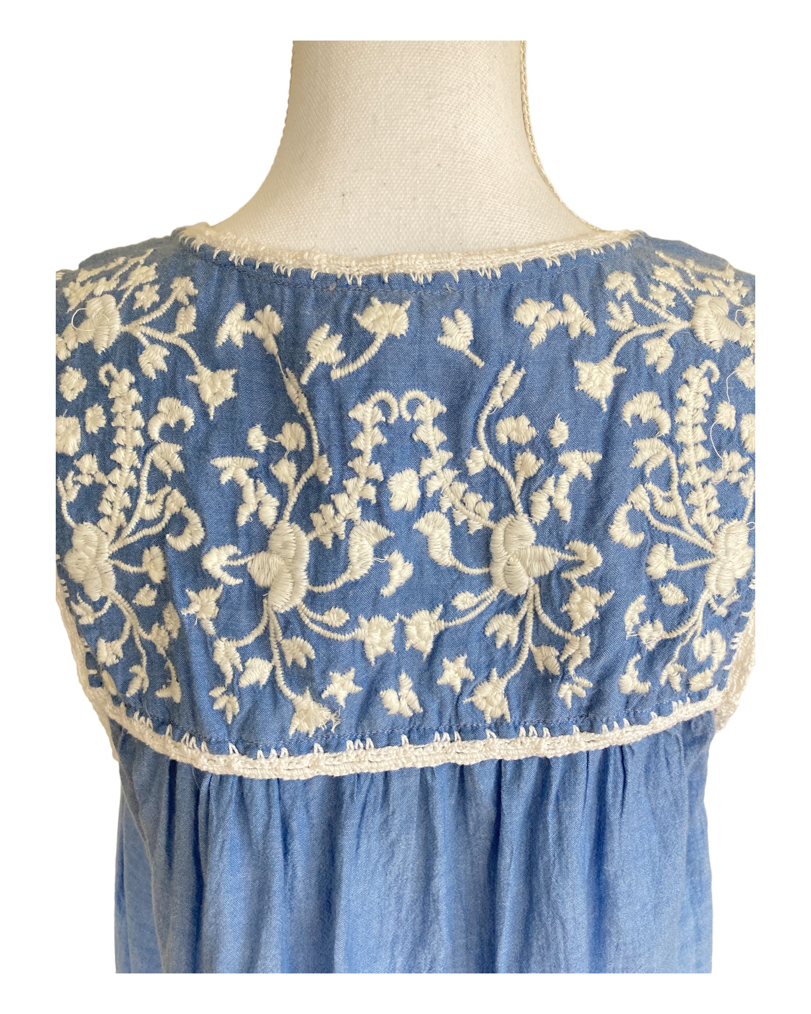 Joie Chambray Embroidered Sleeveless Tunic, M