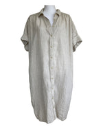 Load image into Gallery viewer, J. Crew Black Label Baird McNutt Tan Linen Shirt Dress, L

