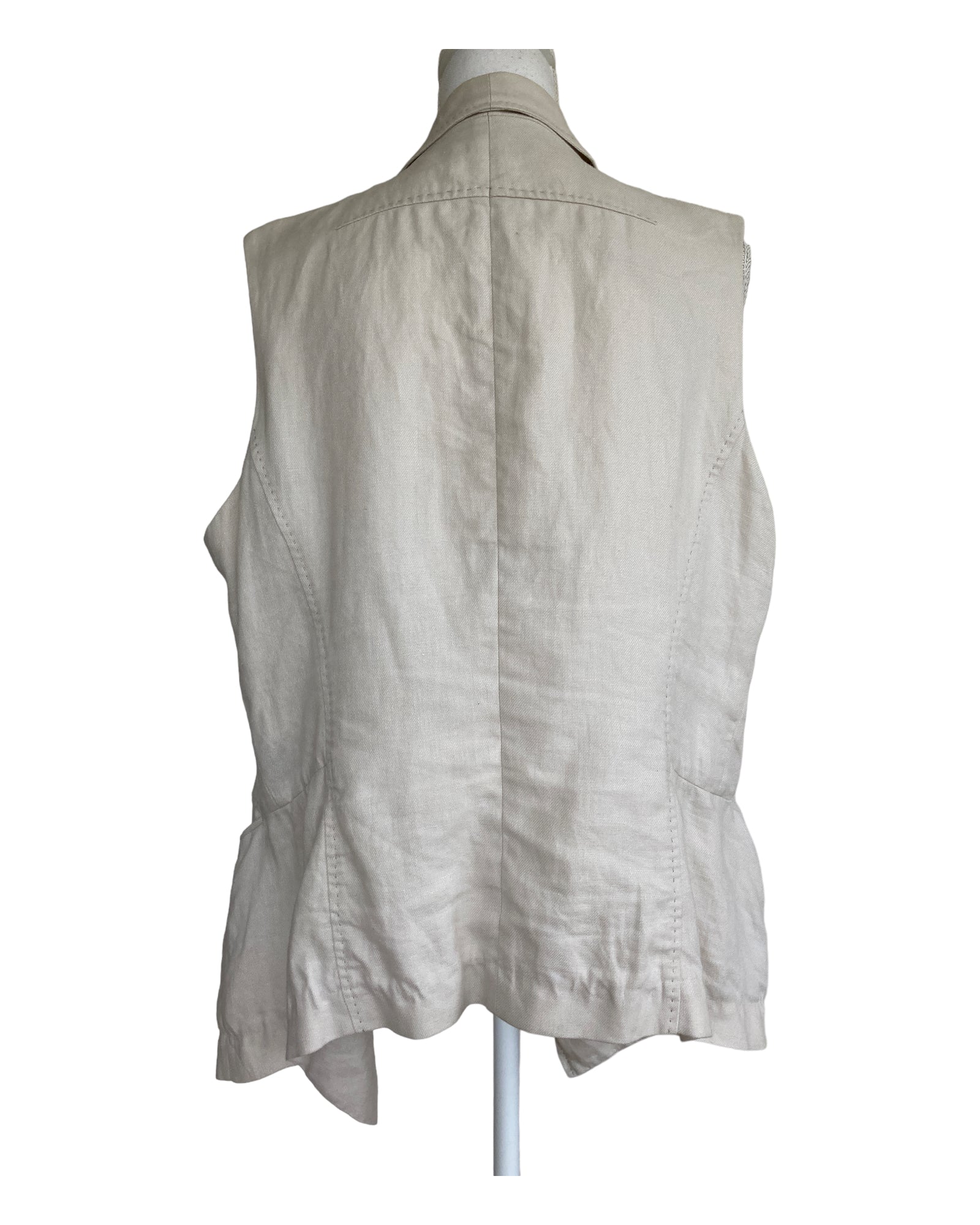 Lafayette 148 Stone Linen Wrap Vest, 12