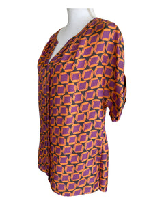 Lafayette Silk Orange and Purple Top, 8