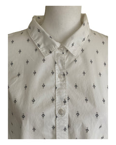 Garnet Hill White Print Shirt, 18