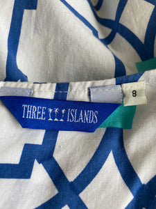 Three Islands Blue and White Print Dress, 8