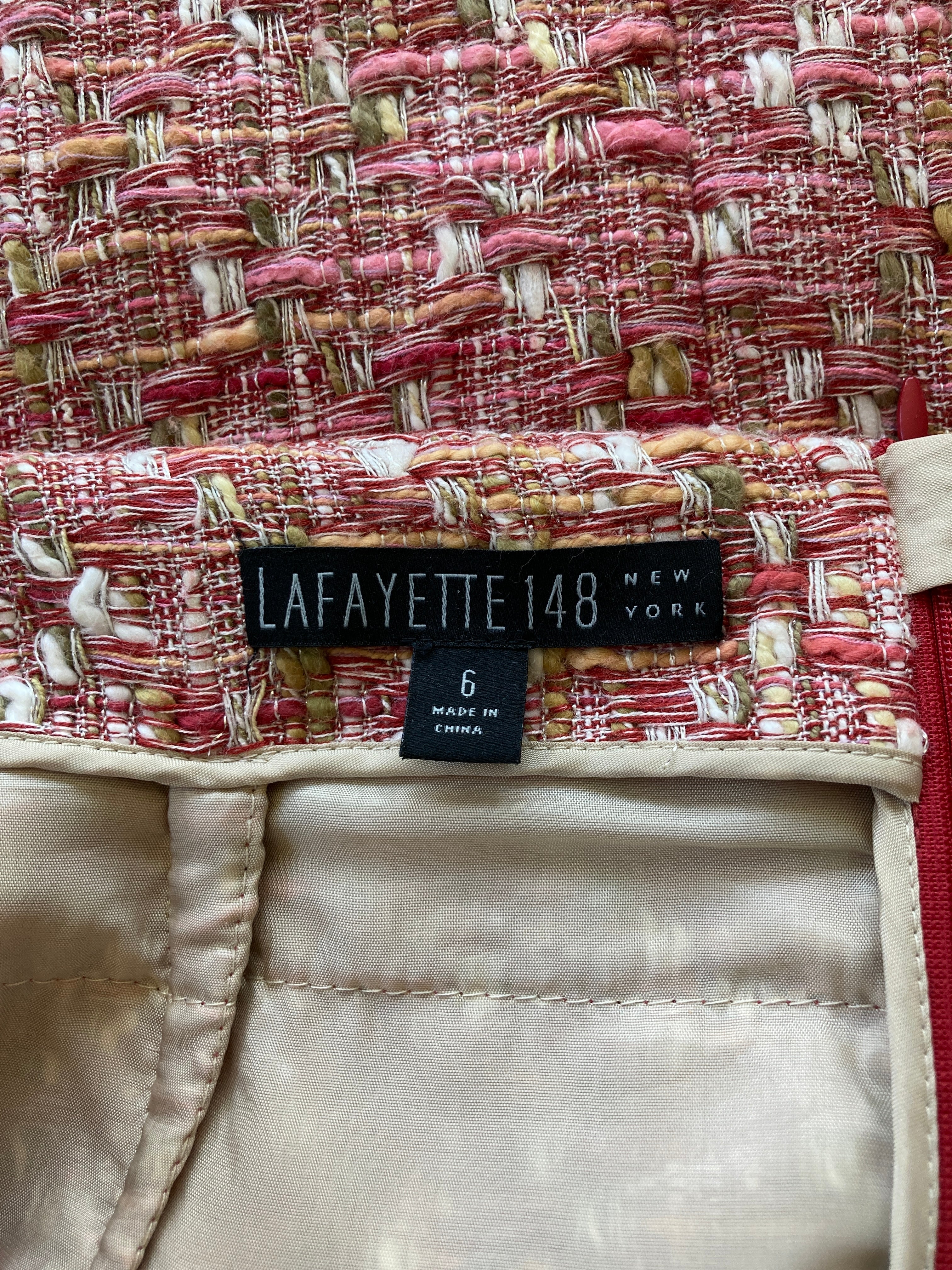 Lafayette 148 Pink Tweed Skirt, 6